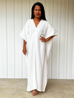 Grace Double Gauze Cotton Kaftan in Off White - Mala Handworks