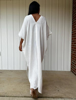 Grace Double Gauze Cotton Kaftan in Off White - Mala Handworks