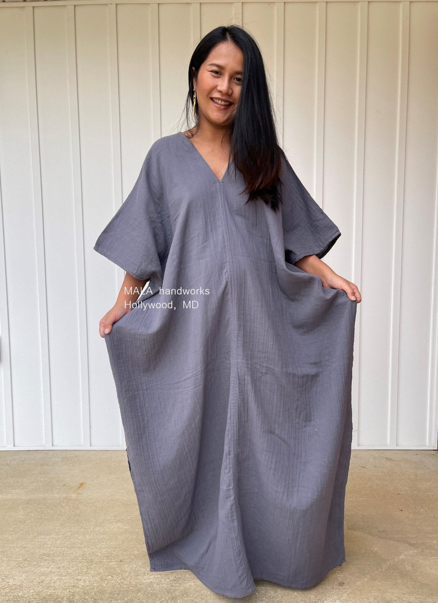 MALA handworks  Grace Double Gauze Cotton Kaftan in Purple Lavender