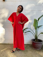 MALA handworks Grace Double Gauze Cotton Kaftan in Red