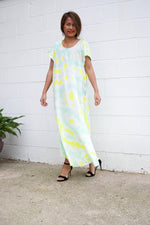 MALA handworks  Greta Dress in LIght Green and Yellow Tie Dye
