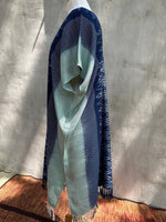 MALA handworks  Ikat Hand Woven Pattern Kaftan in Indigo Blue with Light Blue and White