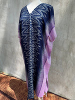 MALA handworks  Ikat Hand Woven Pattern Kaftan in Indigo Blue with Light Purple and White