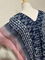 MALA handworks  Ikat Hand Woven Pattern Kaftan in Indigo Blue with White and Organic Dye