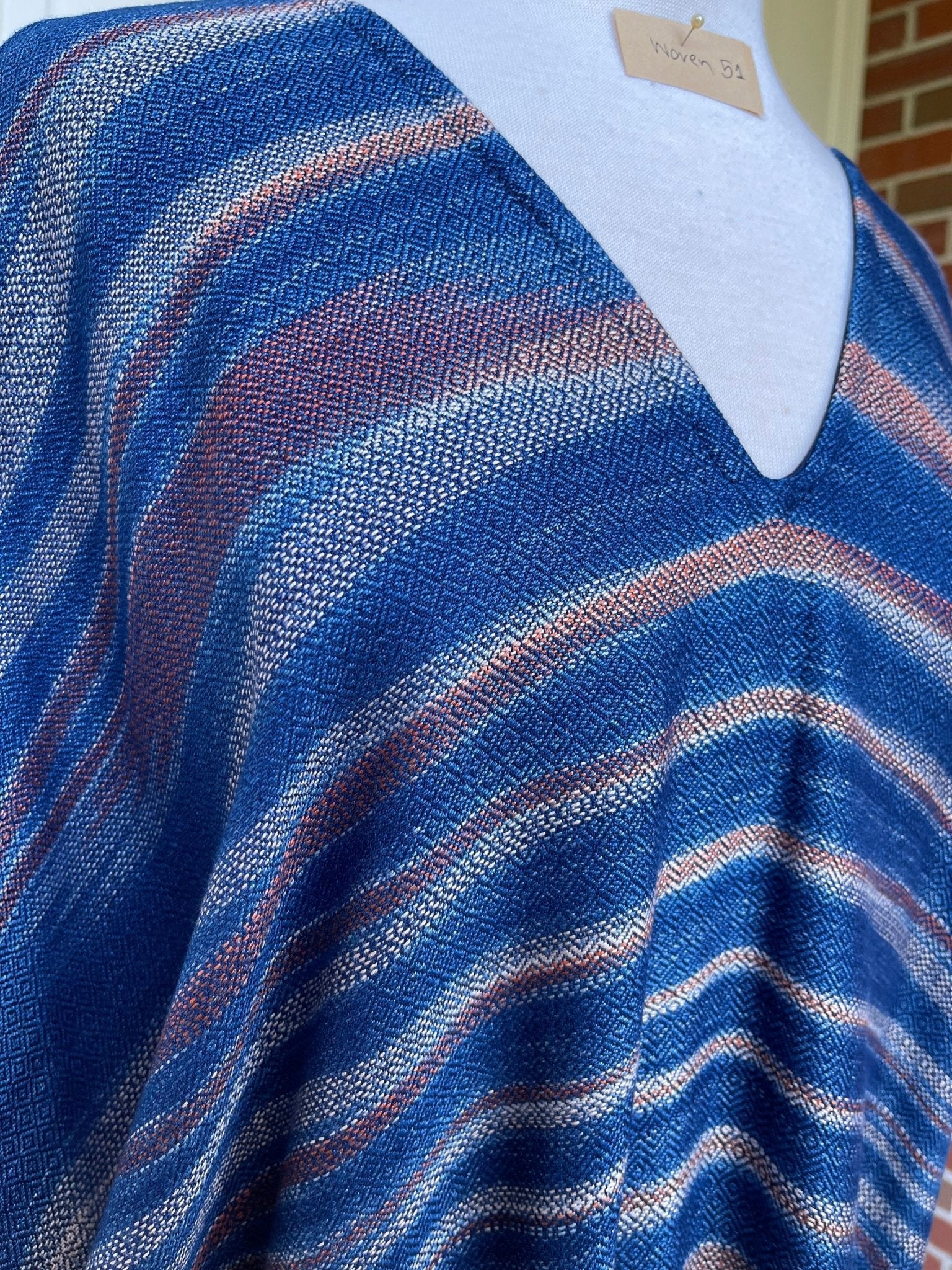 MALA handworks  Ikat Hand Woven Pattern Kaftan in Indigo Blue with White and Organic Dye