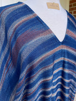 MALA handworks  Ikat Hand Woven Pattern Kaftan in Indigo Blue with White and Organic Dye