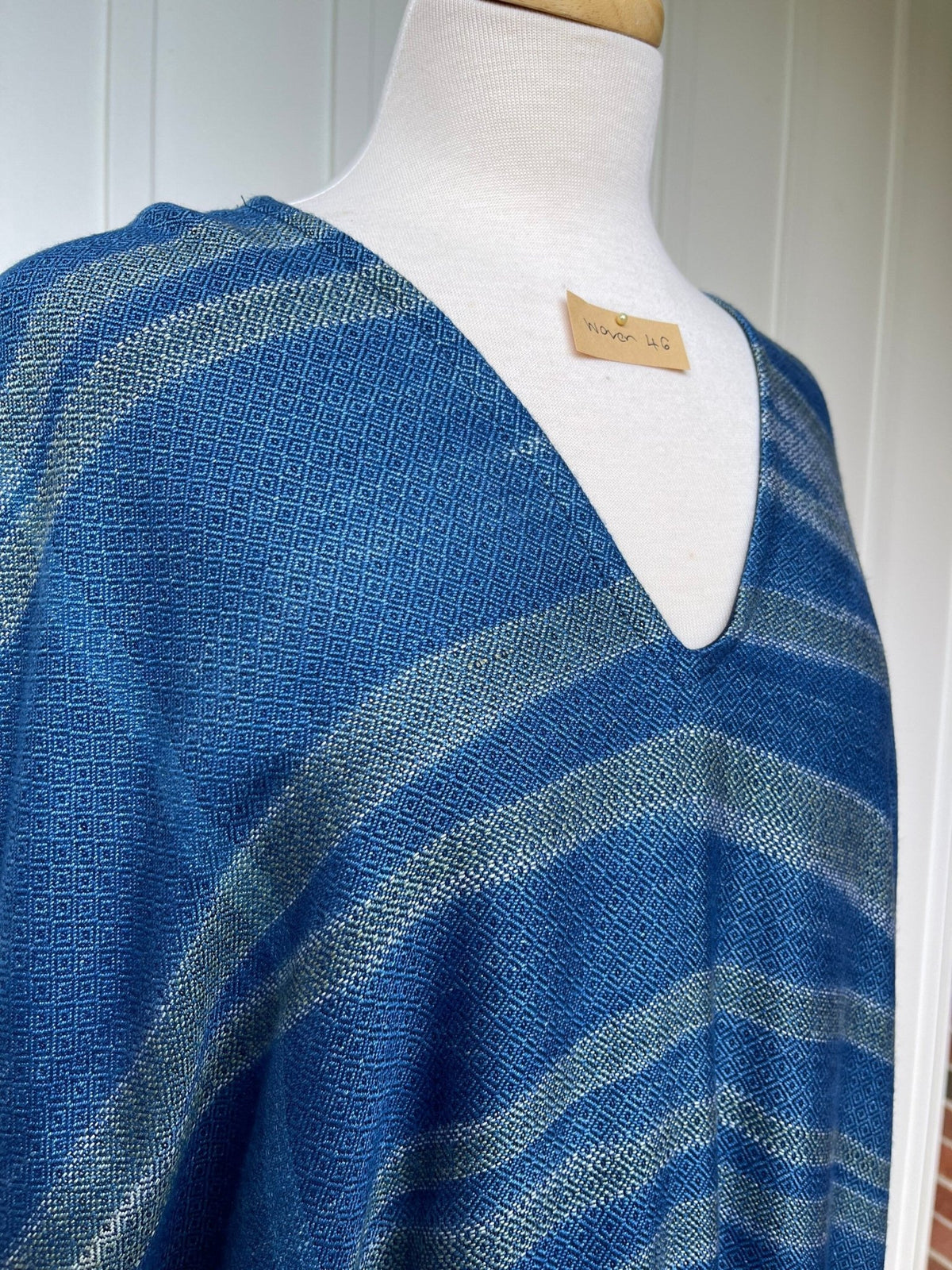 MALA handworks  Ikat Hand Woven Pattern Kaftan in Indigo Blue with White and Organic Dye