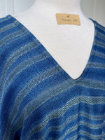 MALA handworks  Ikat Hand Woven Pattern Kaftan in Indigo Blue with White and Organic Dye