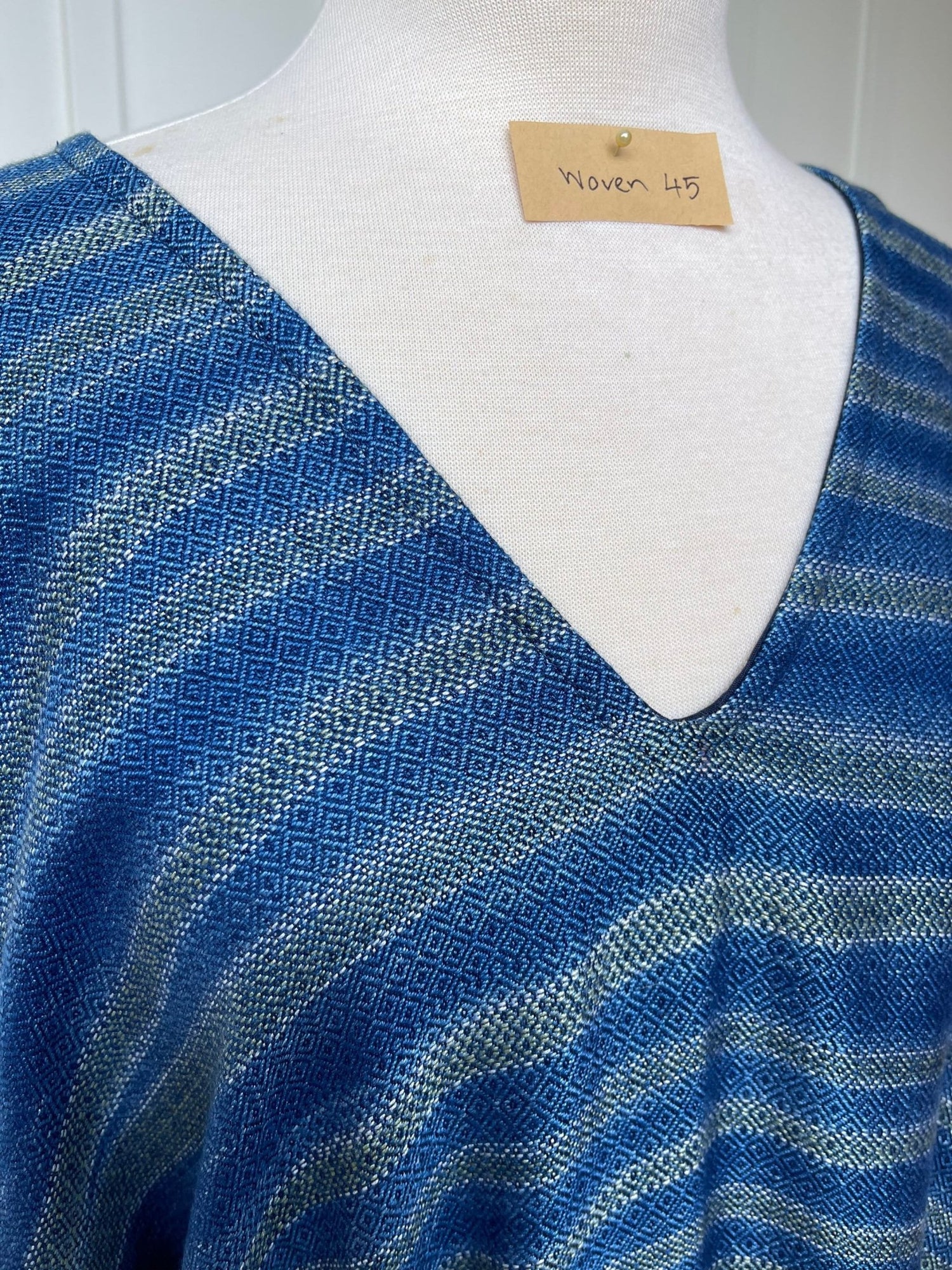 MALA handworks  Ikat Hand Woven Pattern Kaftan in Indigo Blue with White and Organic Dye