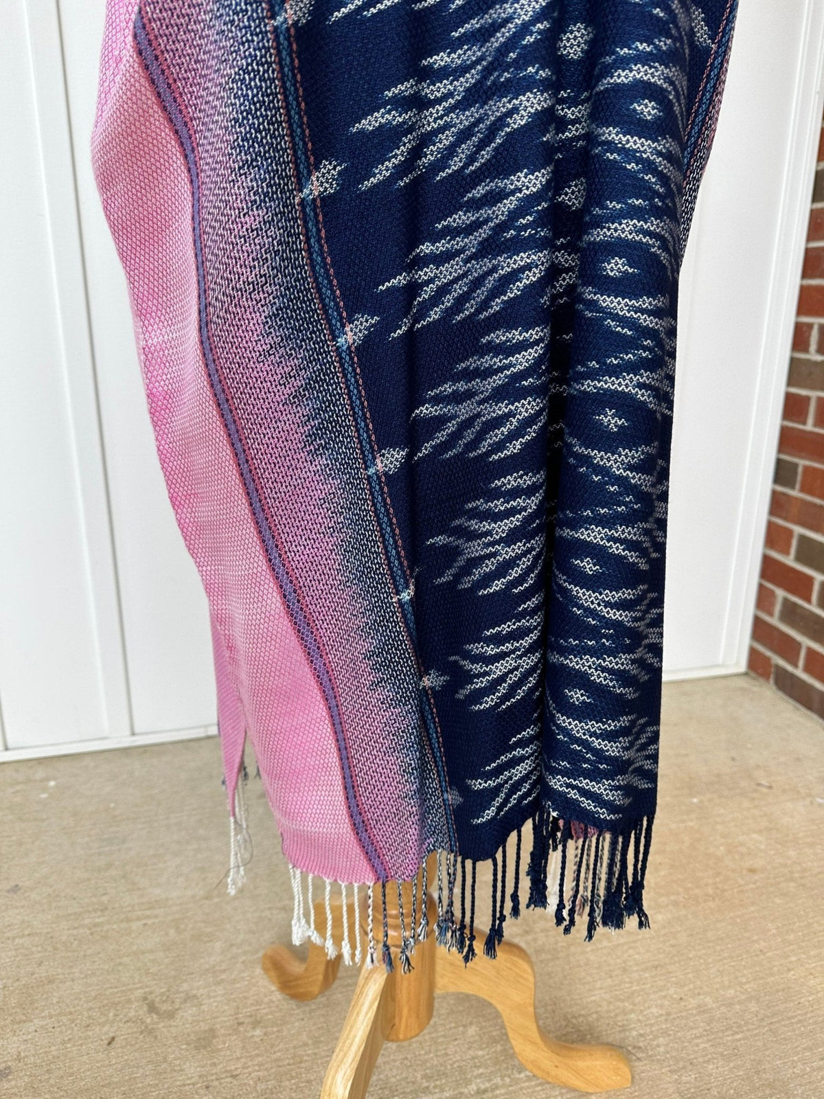 MALA handworks  Ikat Hand Woven Pattern Kaftan in Indigo Blue with White and Organic Dye