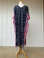 MALA handworks  Ikat Hand Woven Pattern Kaftan in Indigo Blue with White and Organic Dye