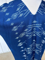 MALA handworks  Ikat Hand Woven Pattern Kaftan in Indigo Blue with White and Organic Dye