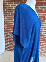 MALA handworks  Ikat Hand Woven Pattern Kaftan in Indigo Blue with White and Organic Dye