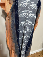 MALA handworks  Ikat Hand Woven Pattern Kaftan in Indigo Blue with White and Organic Dye