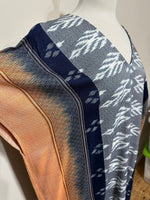 MALA handworks  Ikat Hand Woven Pattern Kaftan in Indigo Blue with White and Organic Dye