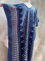 MALA handworks  Ikat Hand Woven Pattern Kaftan in Indigo Blue with White