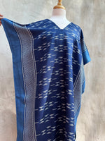 MALA handworks  Ikat Hand Woven Pattern Kaftan in Indigo Blue with White