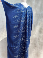MALA handworks  Ikat Hand Woven Pattern Kaftan in Indigo Blue with White