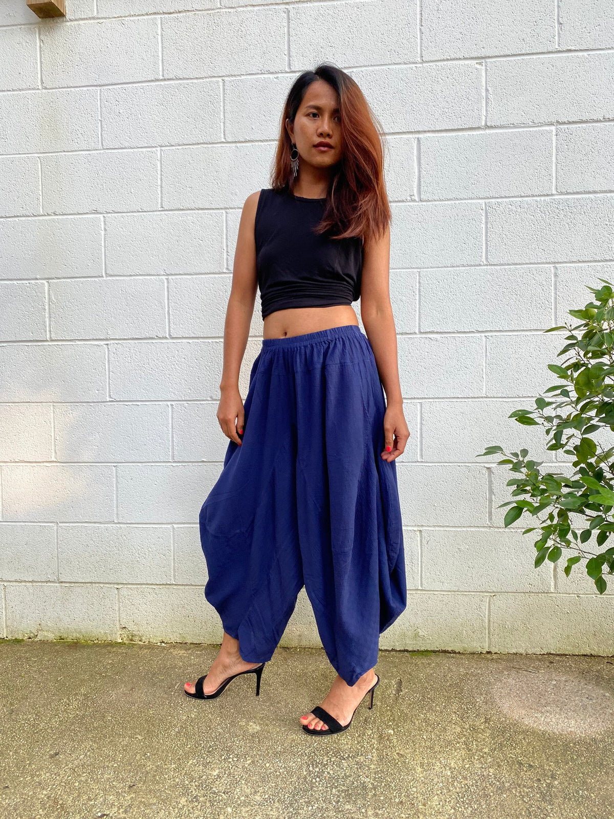 Daisy Cotton Harem Pants in Indigo