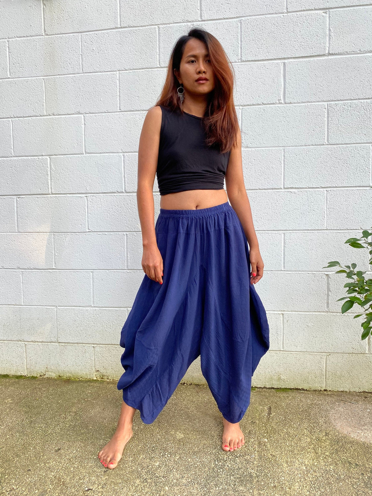 Daisy Cotton Harem Pants in Indigo
