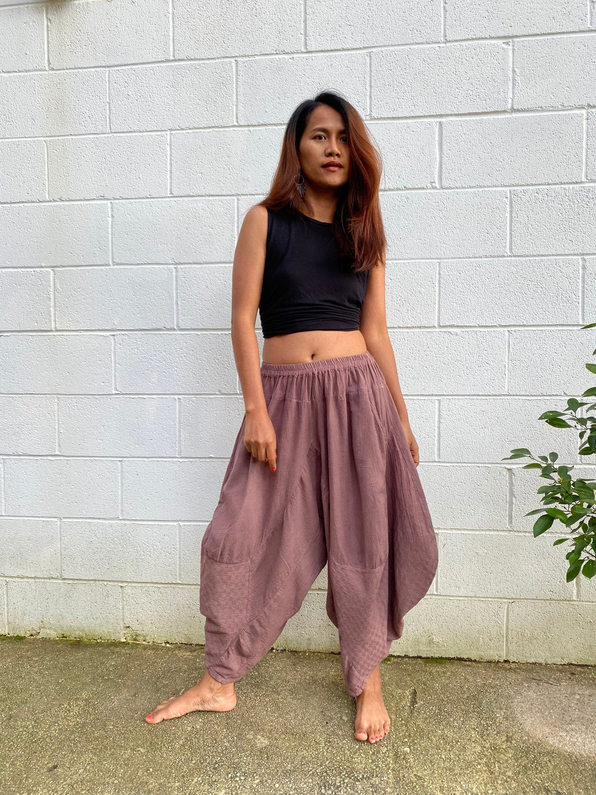 Daisy Cotton Harem Pants in Mauve