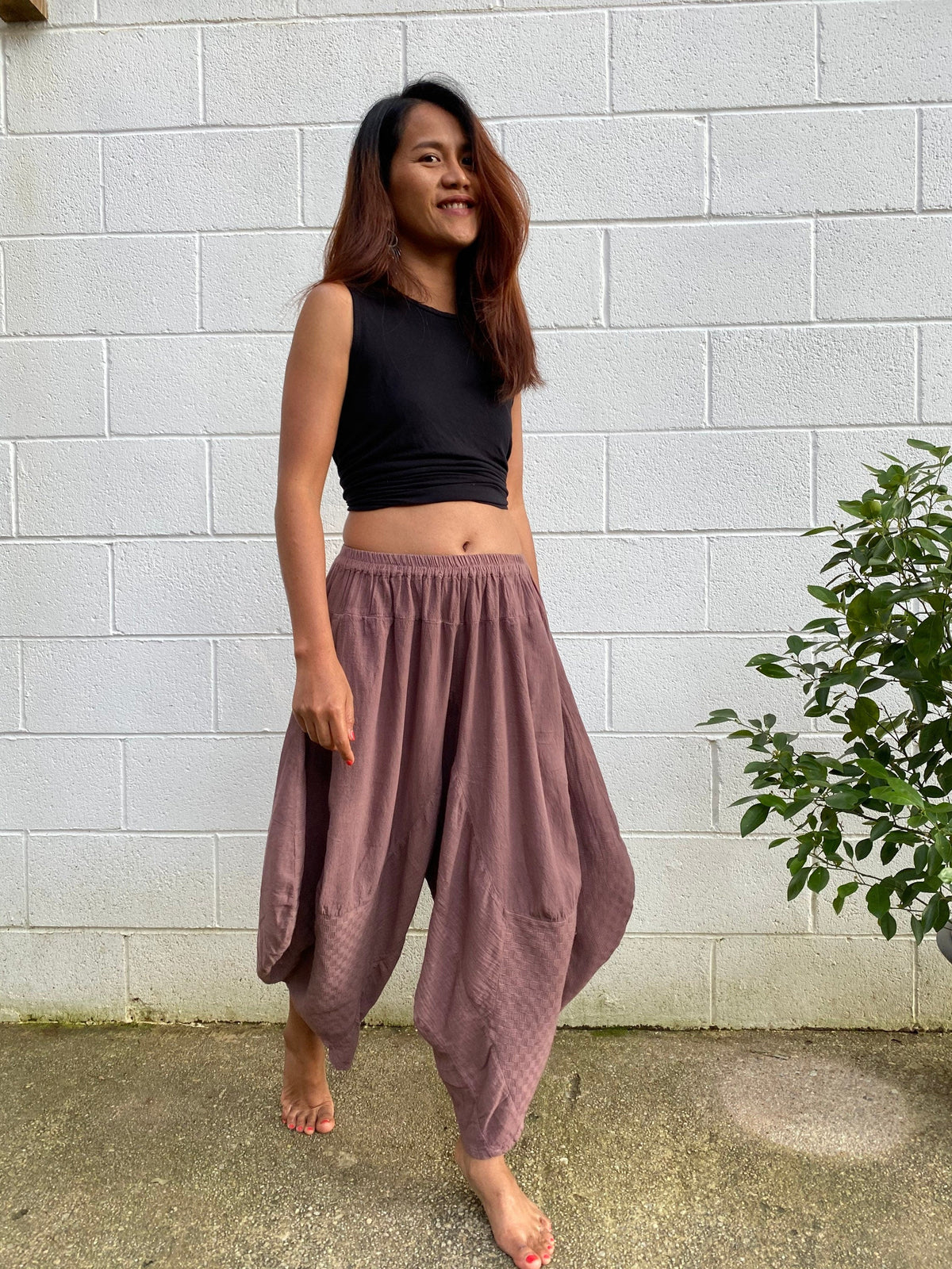 Daisy Cotton Harem Pants in Mauve