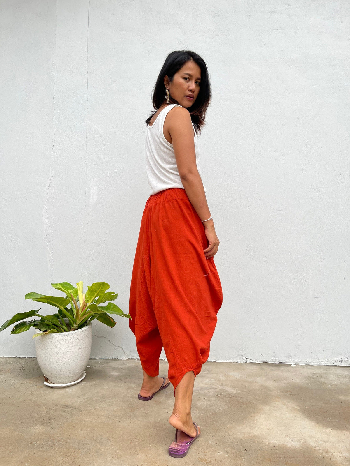 Daisy Cotton Harem Pants in Chili