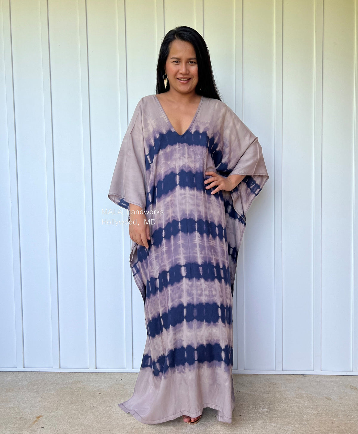 Mala Kaftan in Purple with Lavender Tie Dye