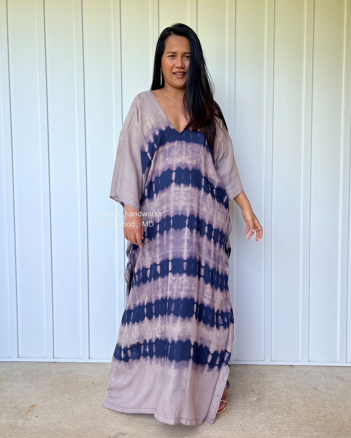 Mala Kaftan in Purple with Lavender Tie Dye