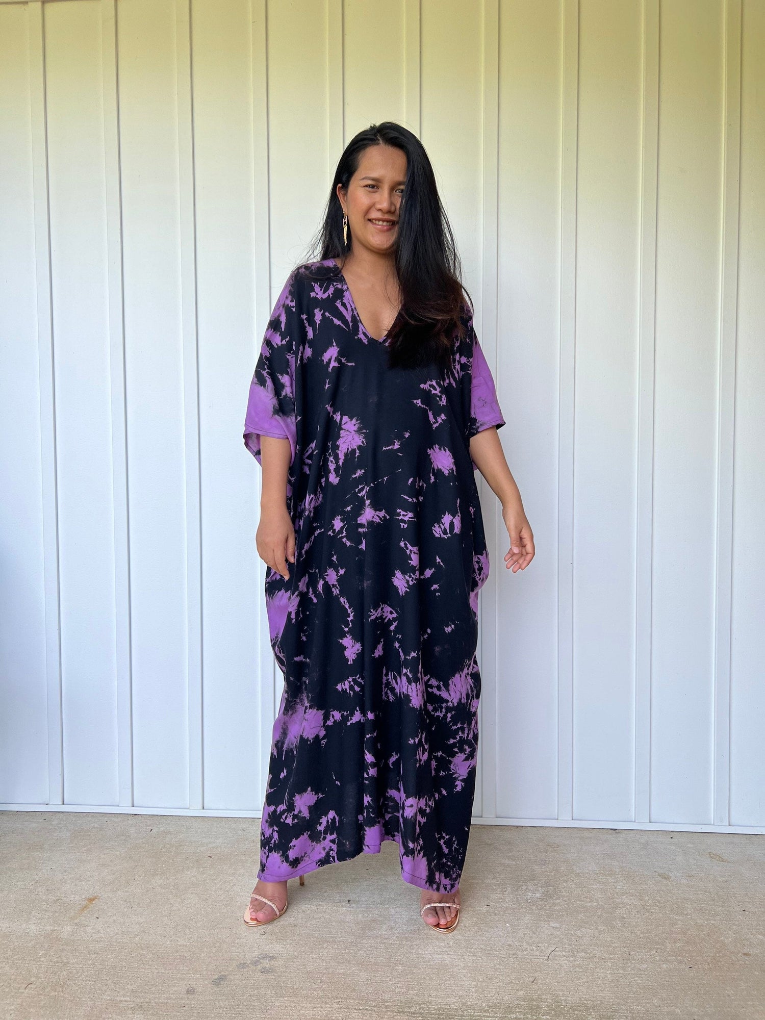 Camila Kaftan in Navy & Purple Tie Dye