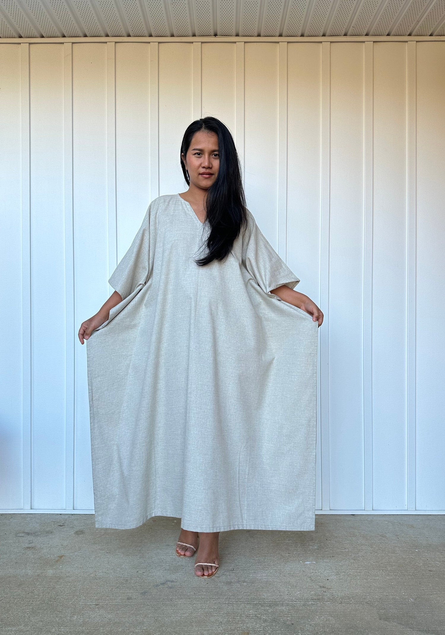 Evelyn Cotton Kaftan in Stone
