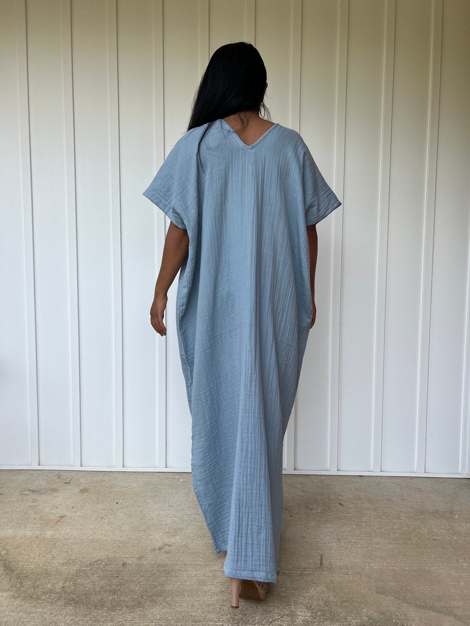 Mala Handworks Daria Cotton Kaftan in Mist