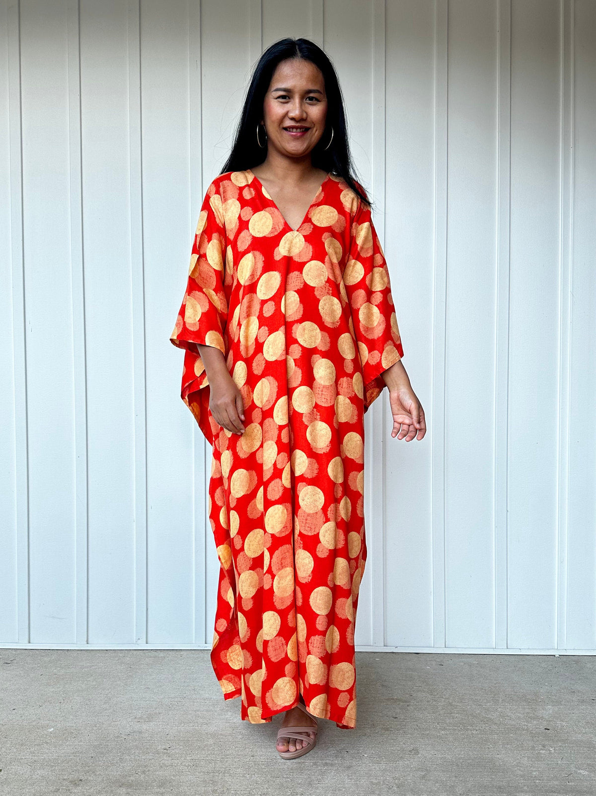 Mala Handworks Luna Orbs Kaftan in Orange
