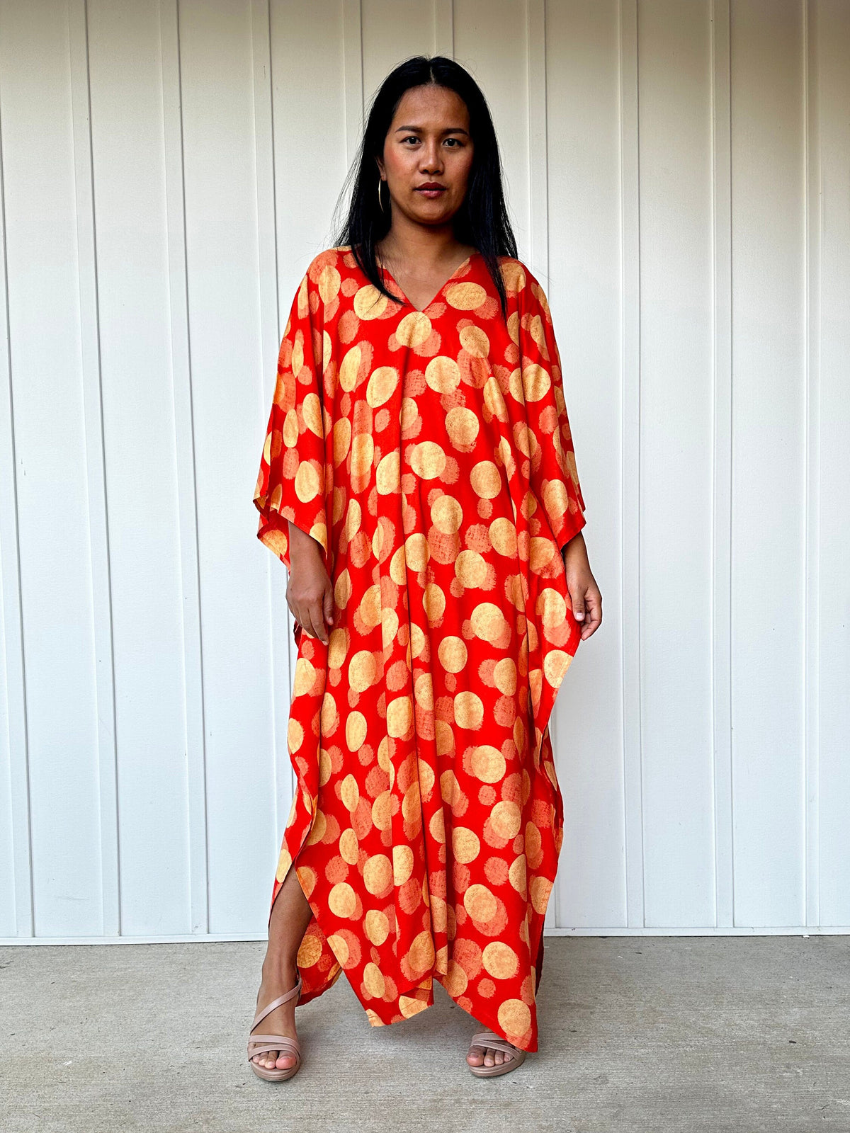 Mala Handworks Luna Orbs Kaftan in Orange