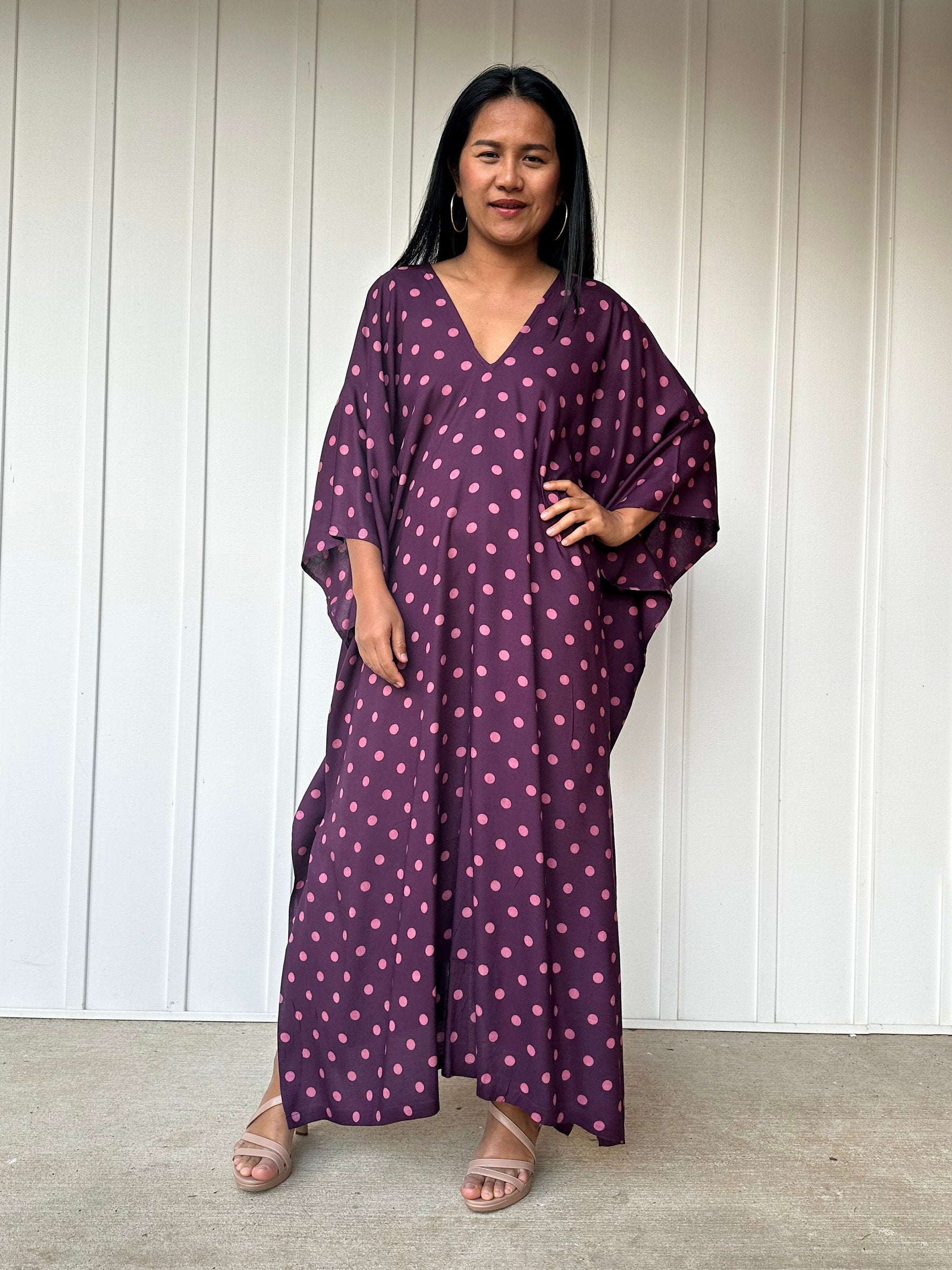 Mala Handworks Luna Micro Dot Kaftan in Purple