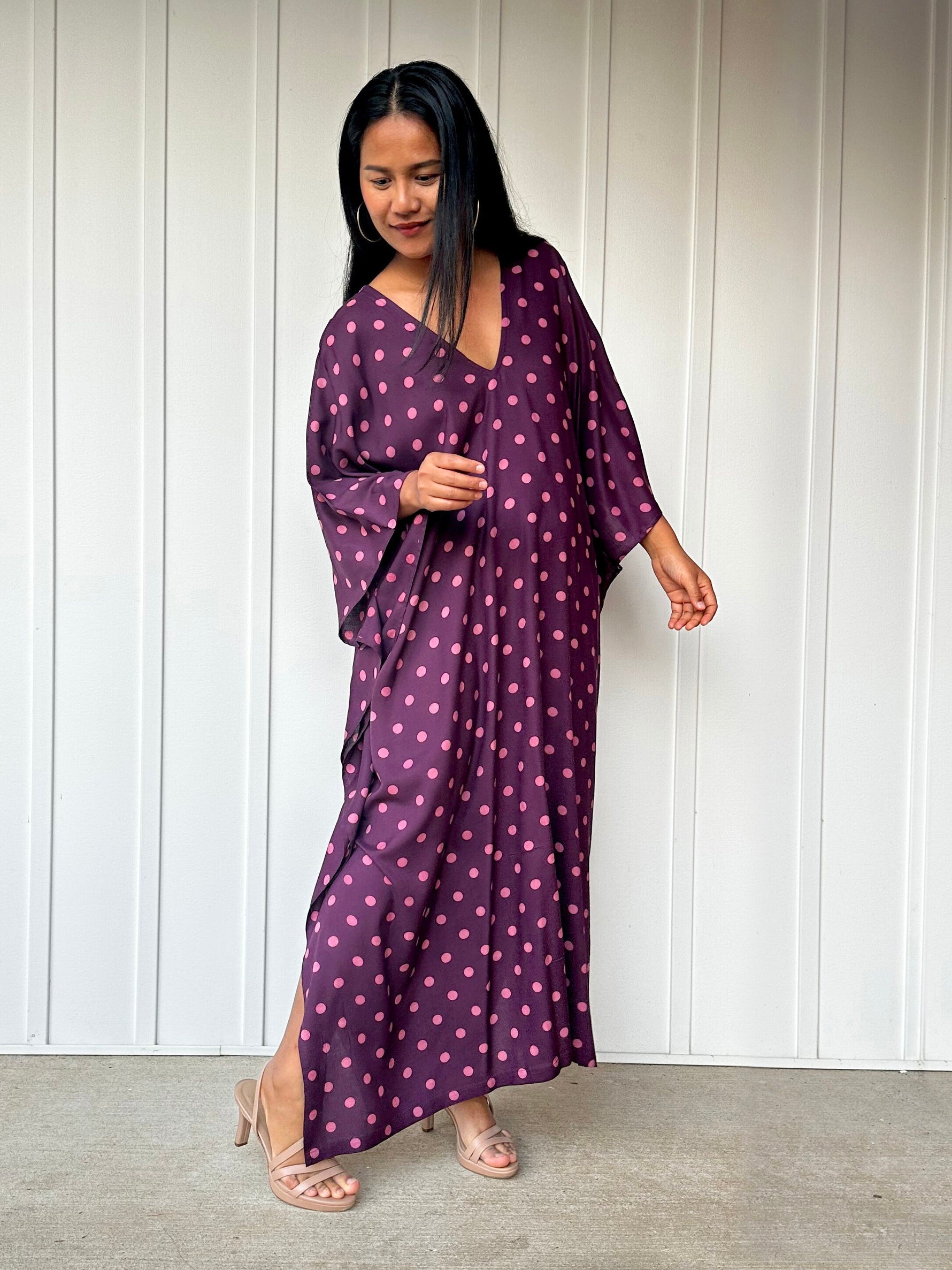 Mala Handworks Luna Micro Dot Kaftan in Purple