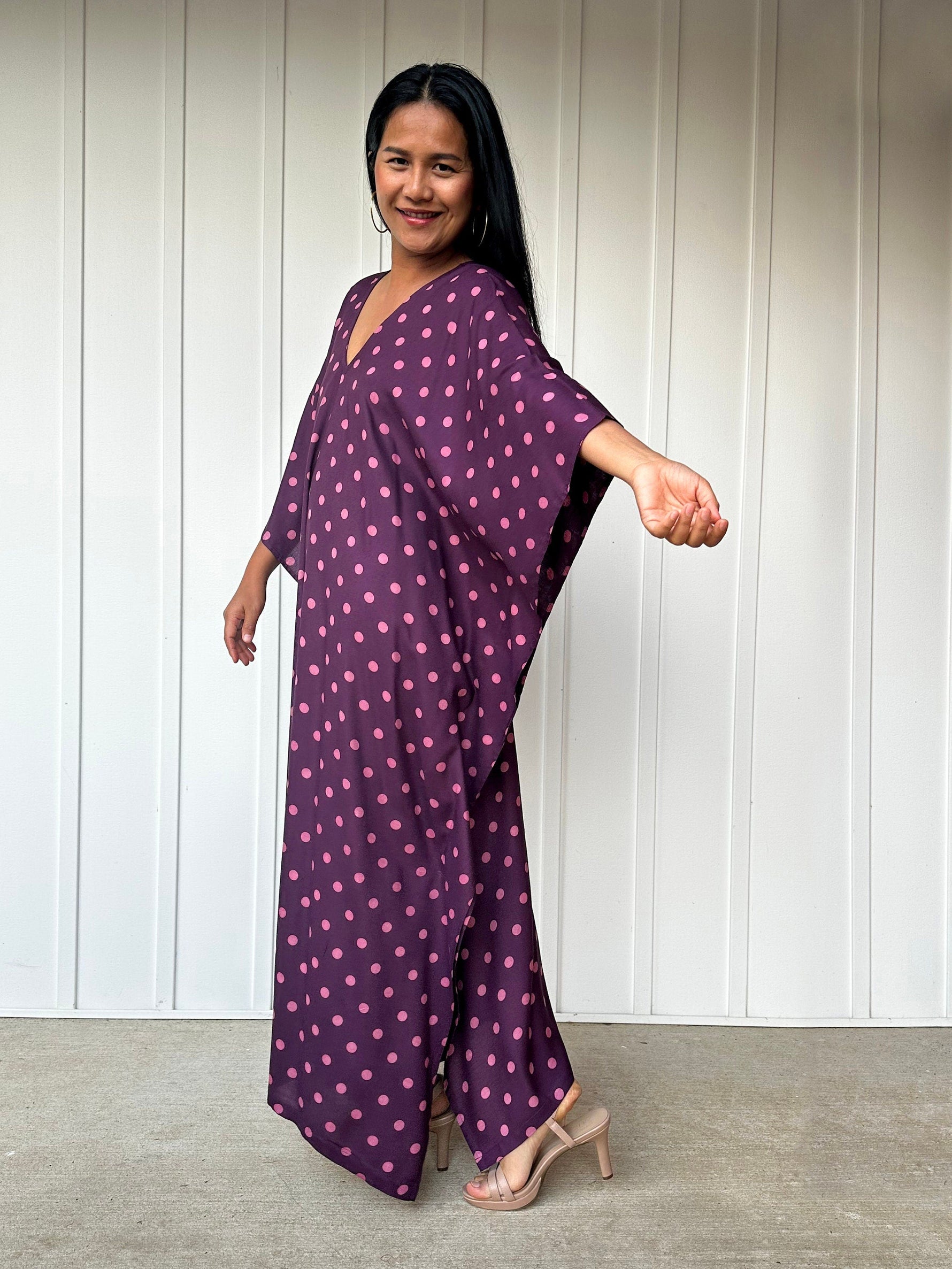 Mala Handworks Luna Micro Dot Kaftan in Purple