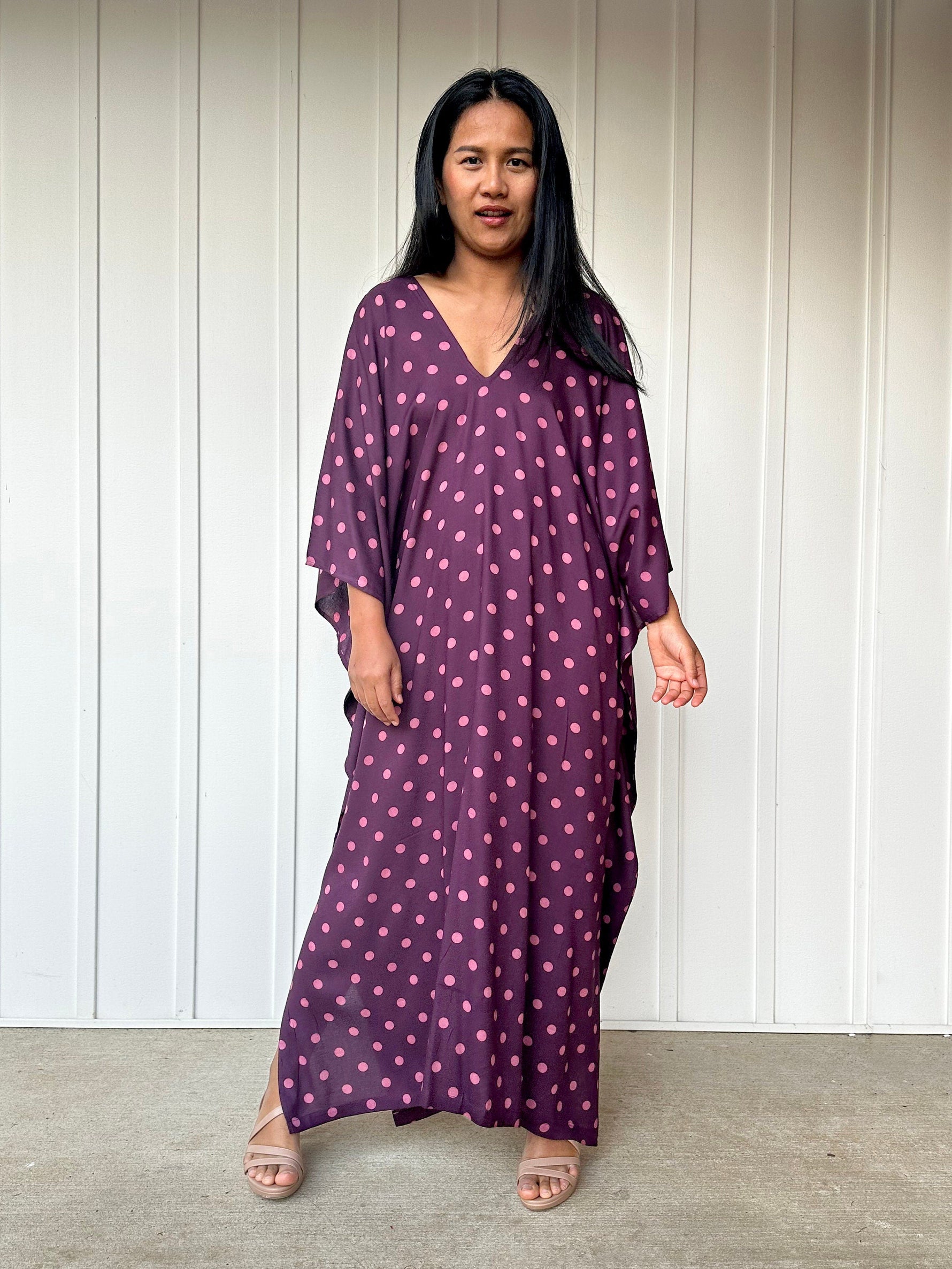 Mala Handworks Luna Micro Dot Kaftan in Purple