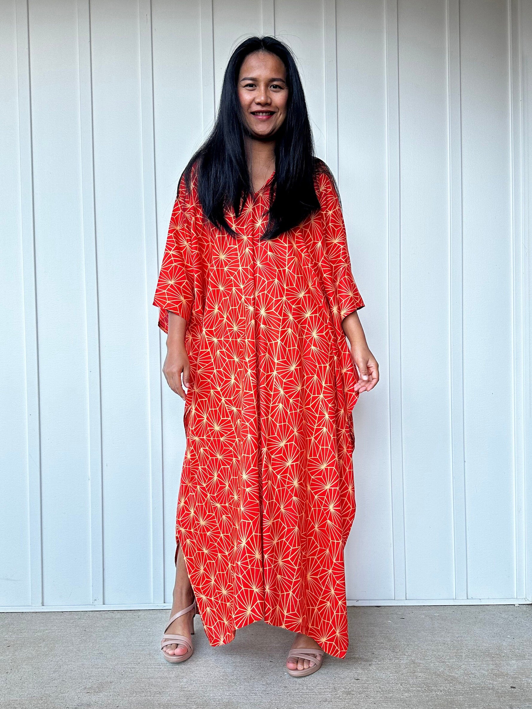 Mala Handworks Luna Prism Mosaic Kaftan in Orange