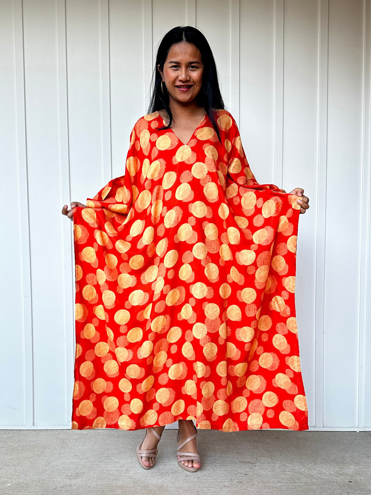 Mala Handworks Luna Orbs Kaftan in Orange