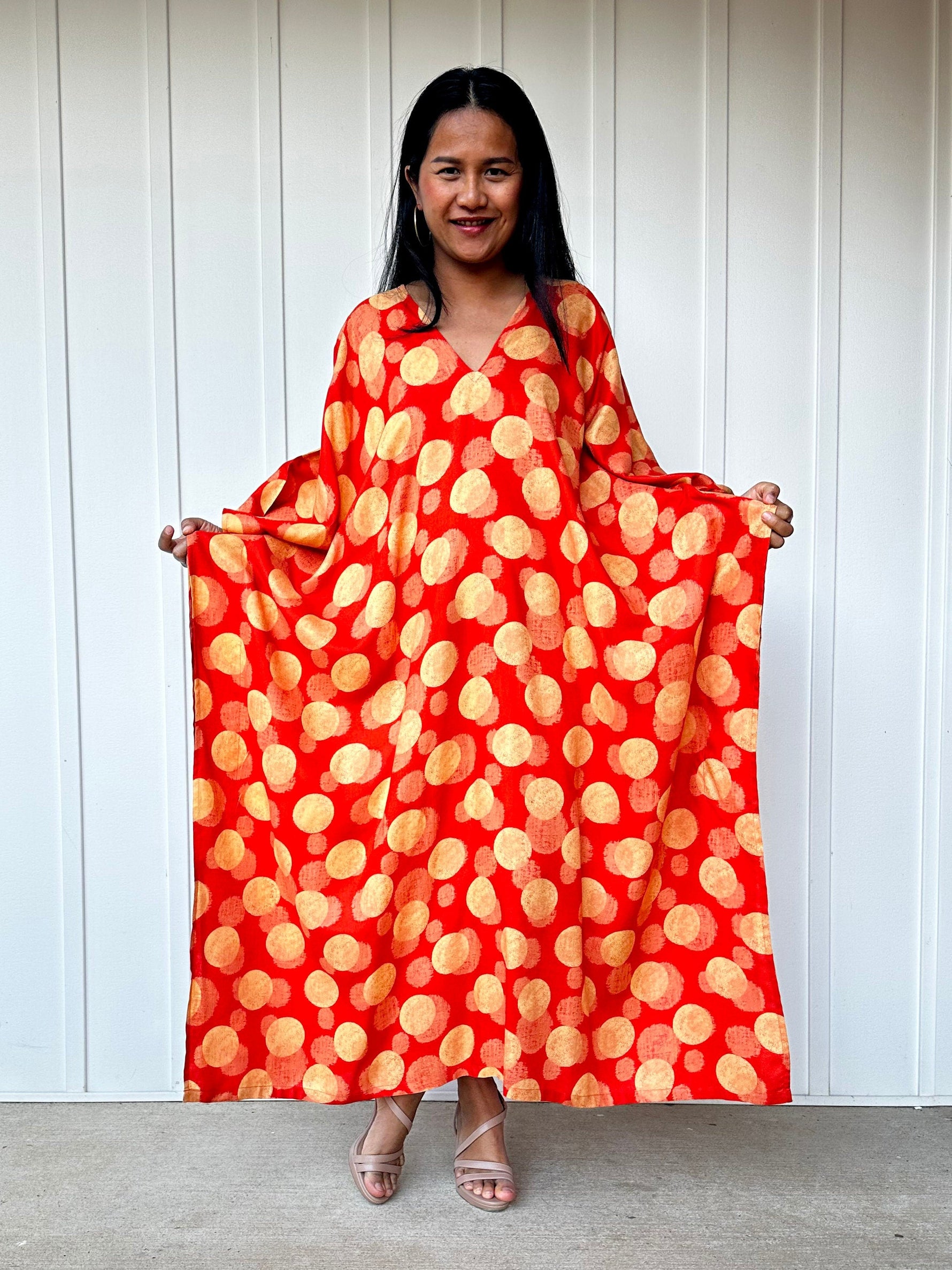 Mala Handworks Luna Orbs Kaftan in Orange