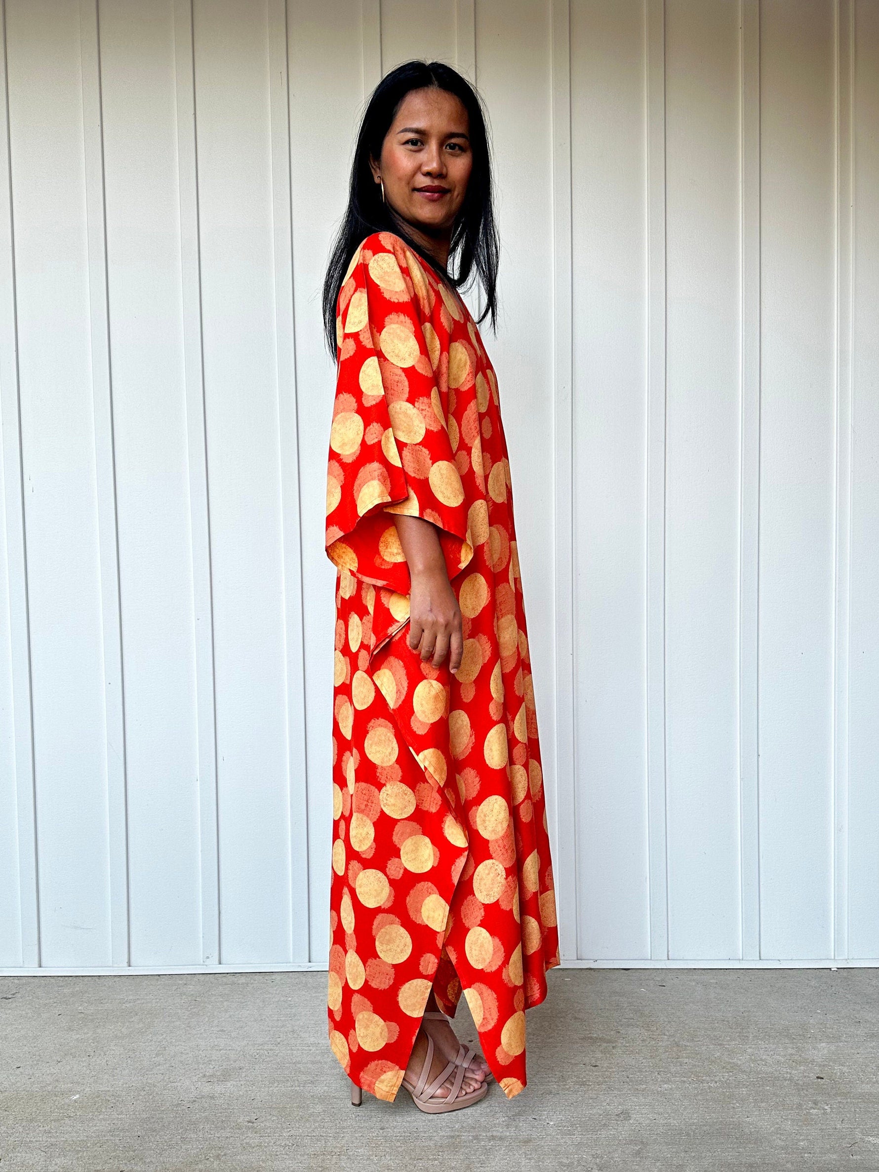 Mala Handworks Luna Orbs Kaftan in Orange