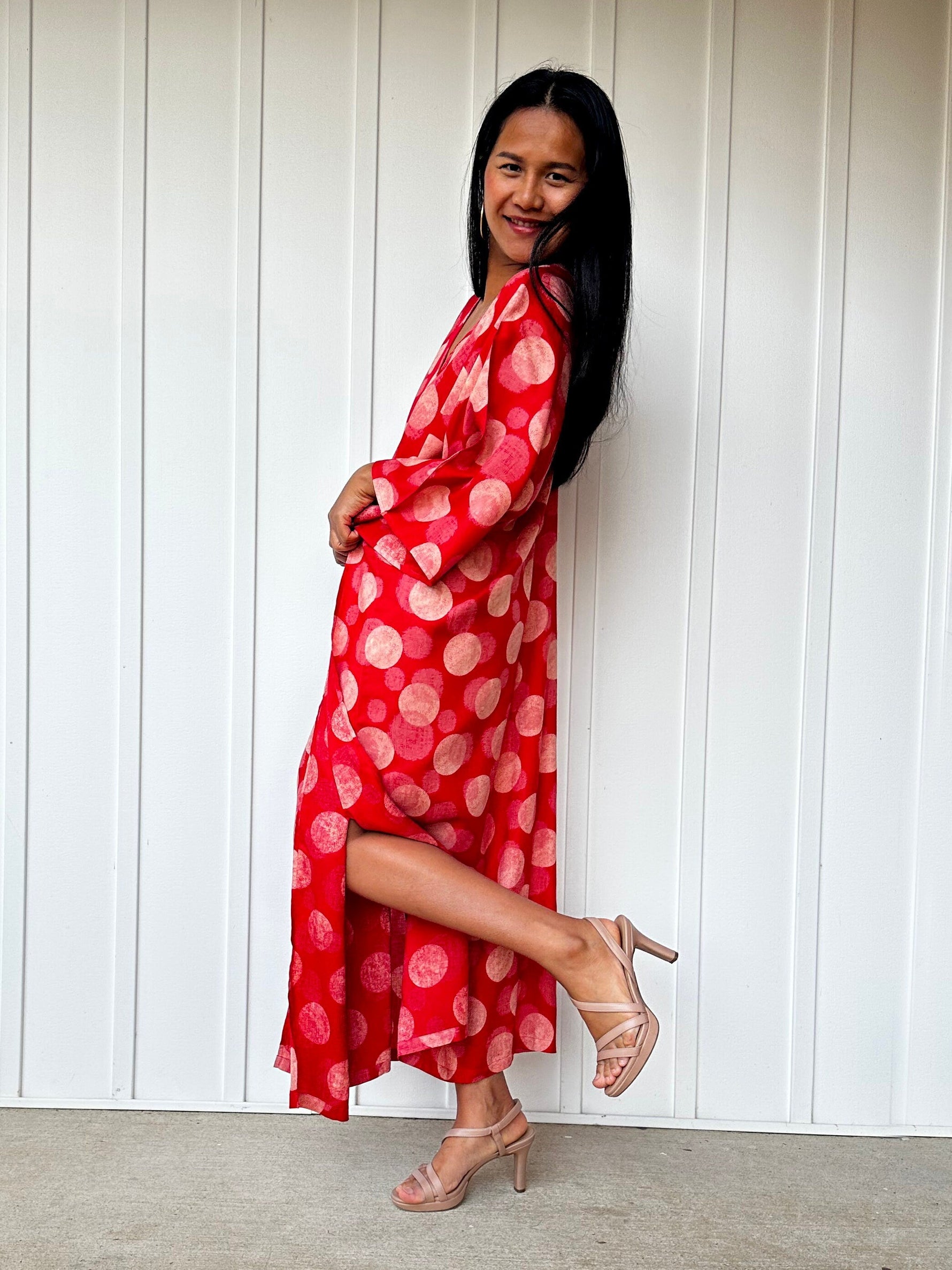 Mala Handworks Luna Orbs Kaftan in Red