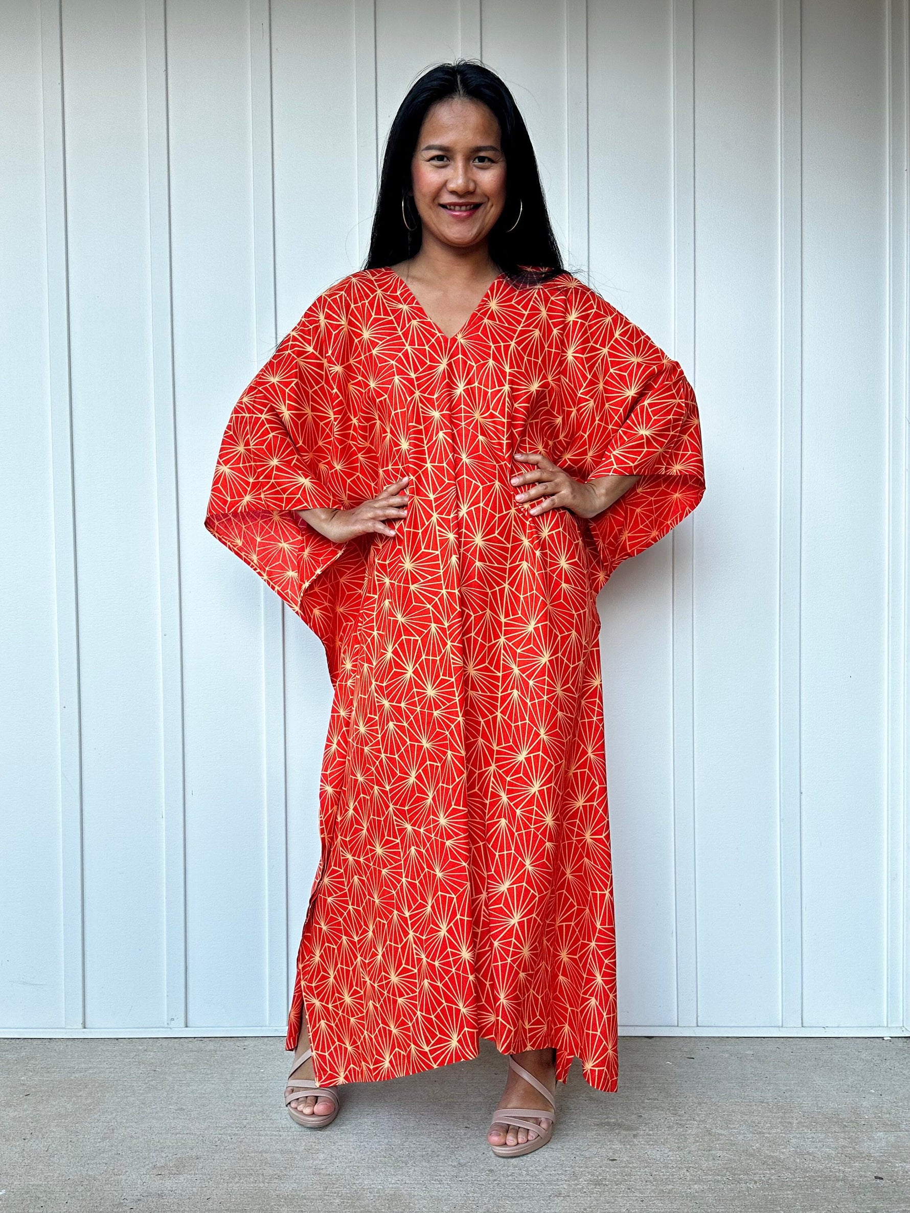 Mala Handworks Luna Prism Mosaic Kaftan in Orange