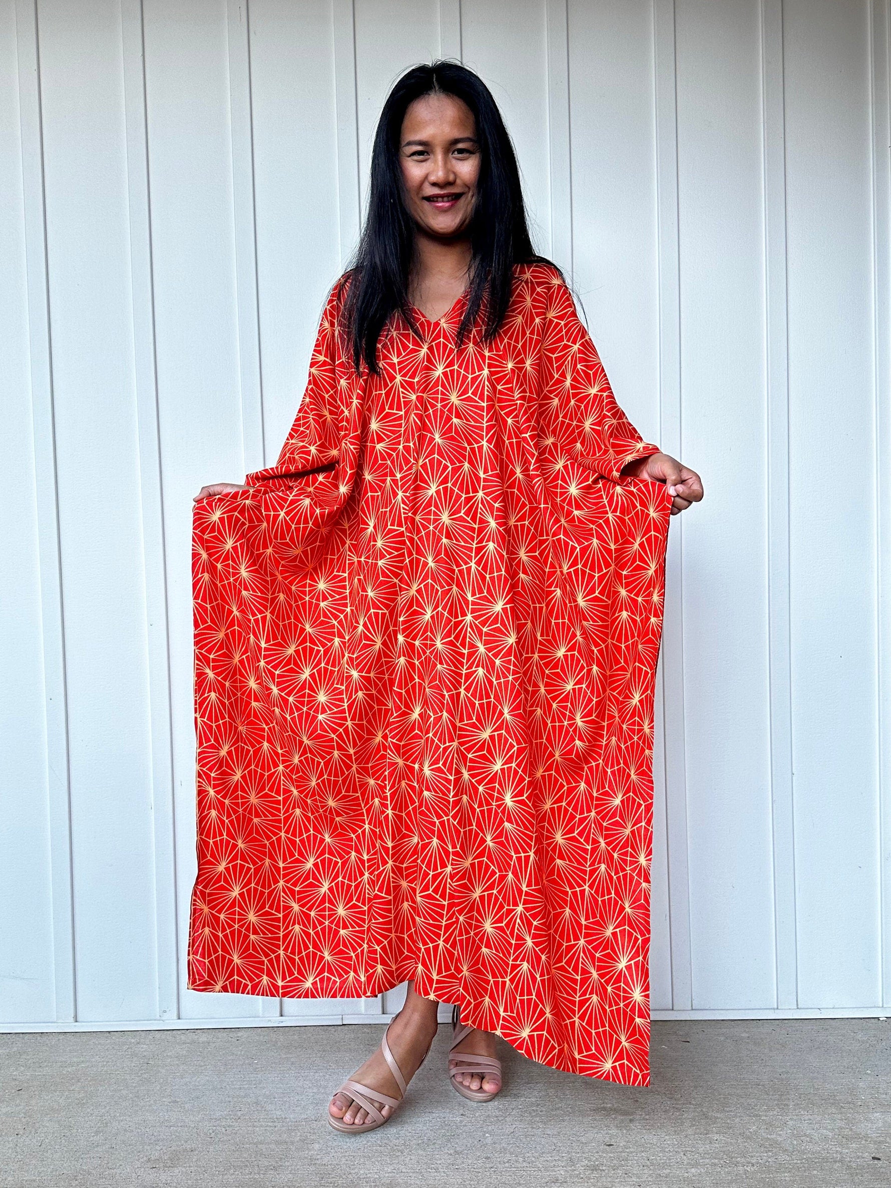 Mala Handworks Luna Prism Mosaic Kaftan in Orange