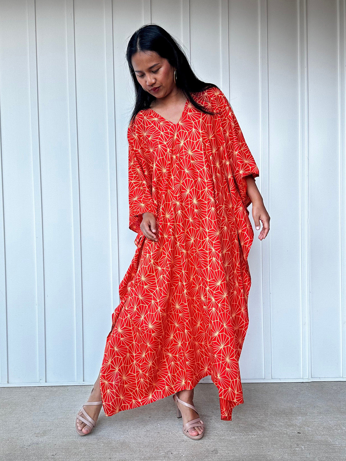 Mala Handworks Luna Prism Mosaic Kaftan in Orange