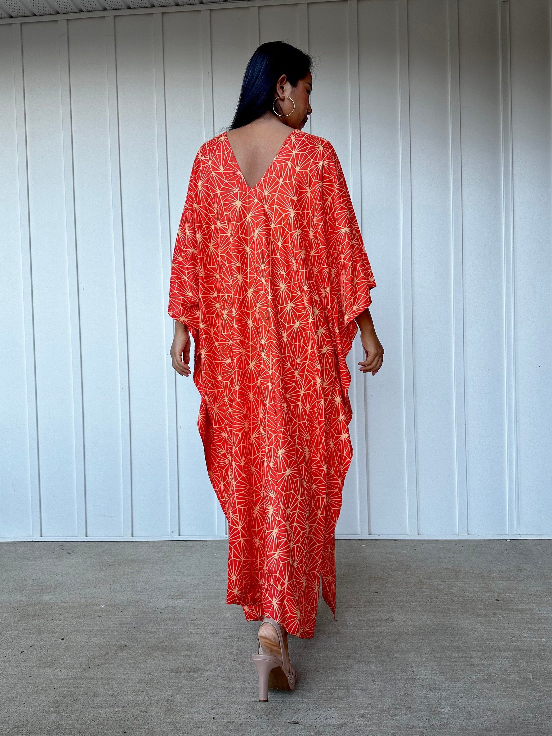 Mala Handworks Luna Prism Mosaic Kaftan in Orange
