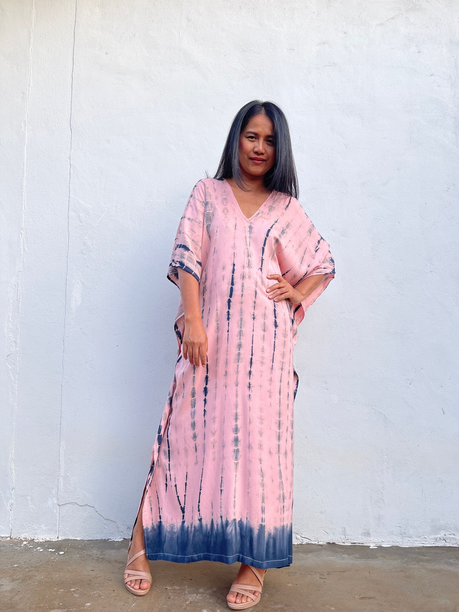 Nora Kaftan in Pink with Navy Tie Dye