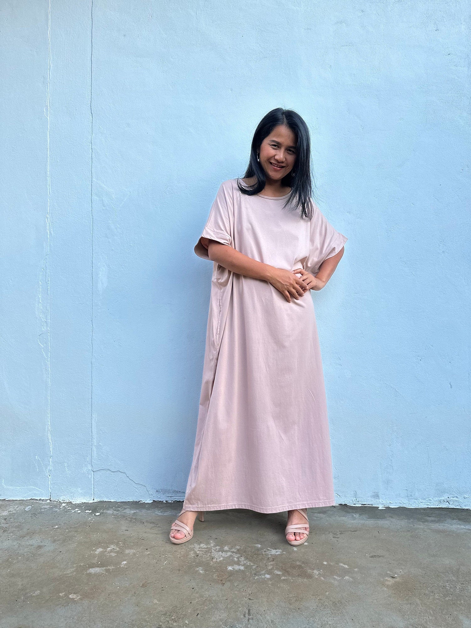 Alice Jersey Cotton Kaftan in Tan