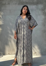 Mala Handworks Luna Lattice Kaftan in Black and Gray